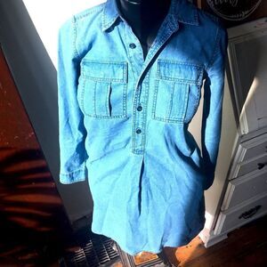 J Crew XXS split neck denim tunic